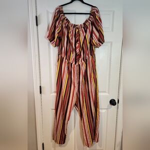 Blush Striped Multicolor Lightweight Jumpsuit 3X